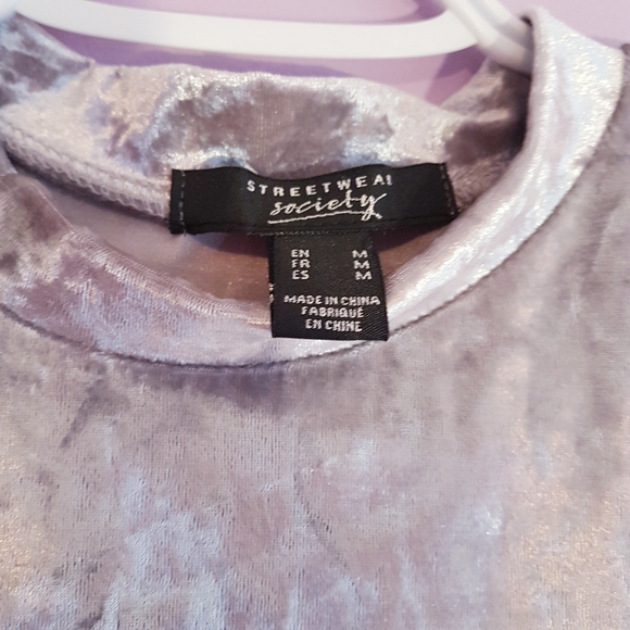 🍭Silver Crushed Velvet Crop Top - Picture 7 of 8